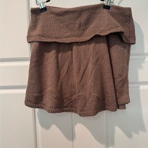 FP Beach Brown Knit Fold Over Mini Skort Skirt Womens Size Medium Beach Festival